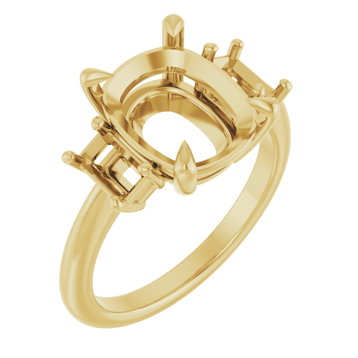 Claw-Prong Three-Stone Engagement Ring