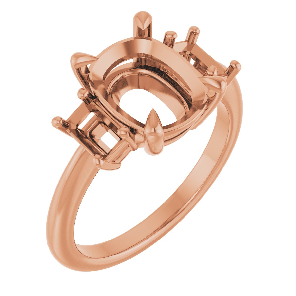 Claw-Prong Three-Stone Engagement Ring