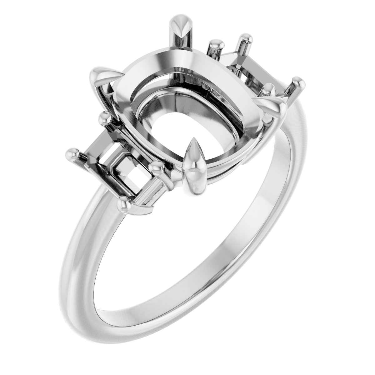 Claw-Prong Three-Stone Engagement Ring