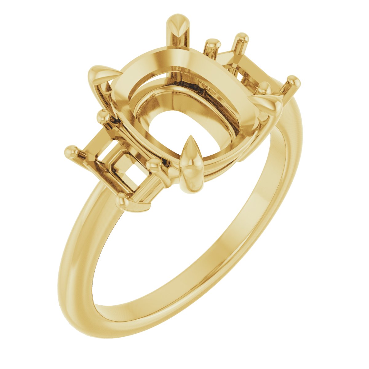 Claw-Prong Three-Stone Engagement Ring