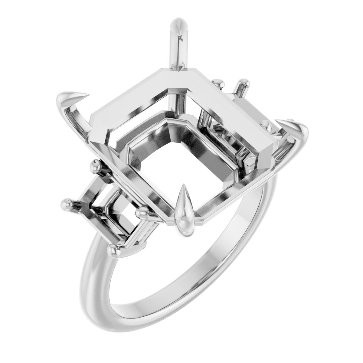 Claw-Prong Three-Stone Engagement Ring