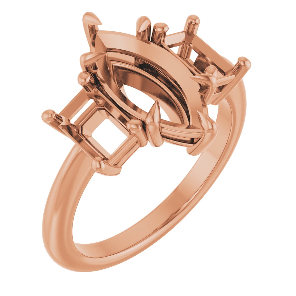 Claw-Prong Three-Stone Engagement Ring