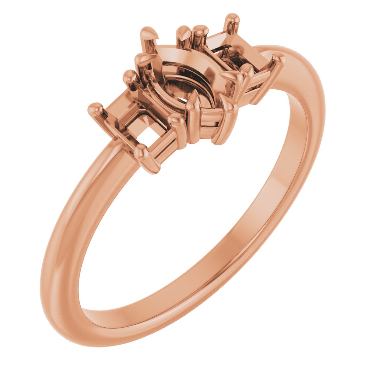 Claw-Prong Three-Stone Engagement Ring