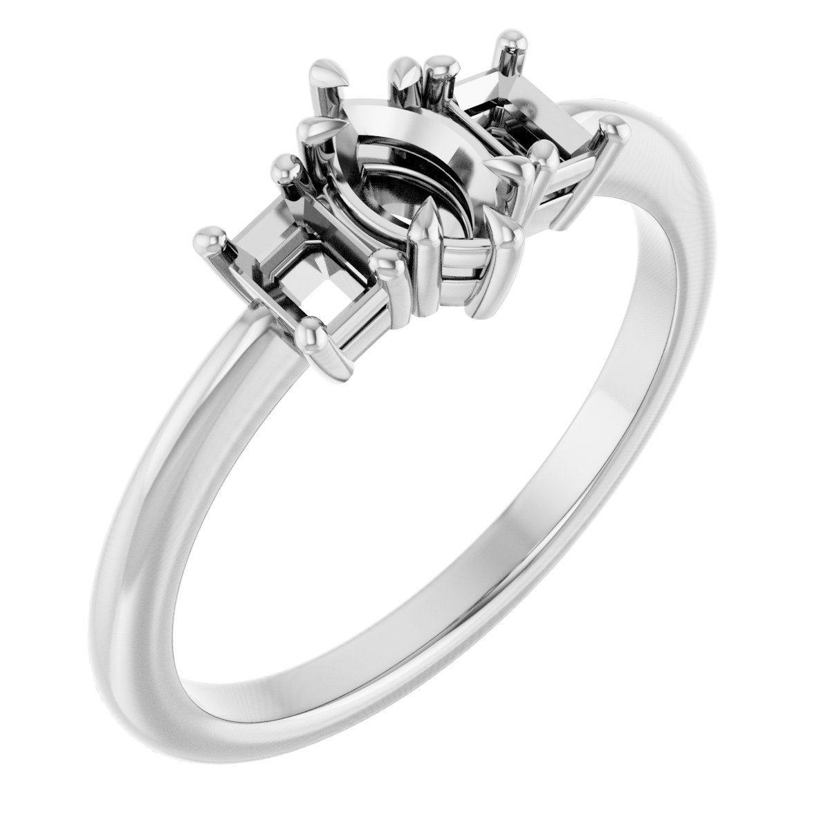 Claw-Prong Three-Stone Engagement Ring