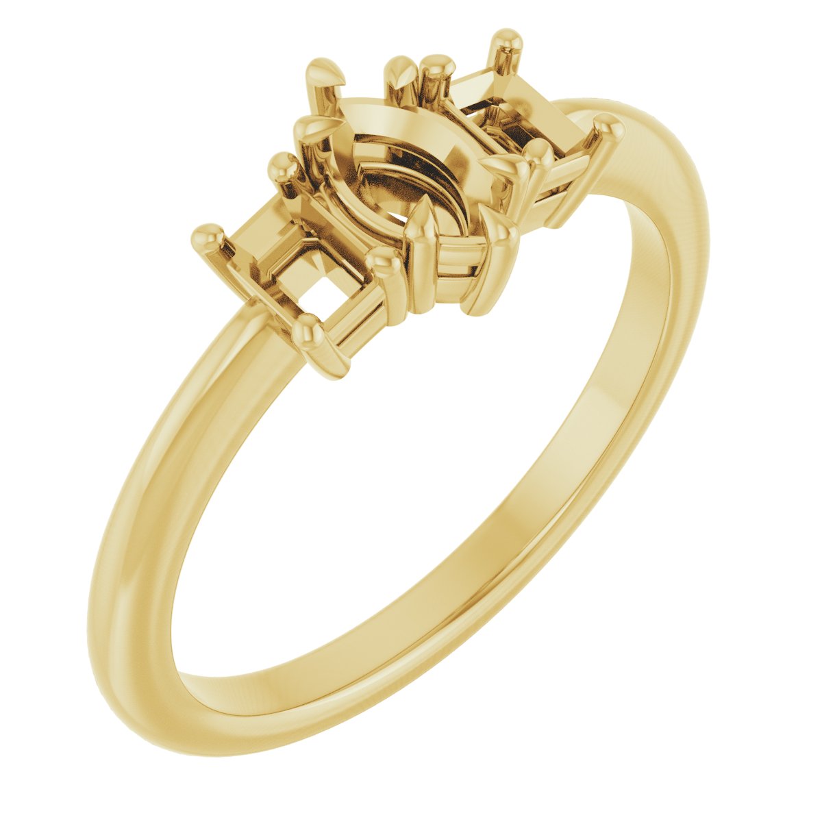 Claw-Prong Three-Stone Engagement Ring