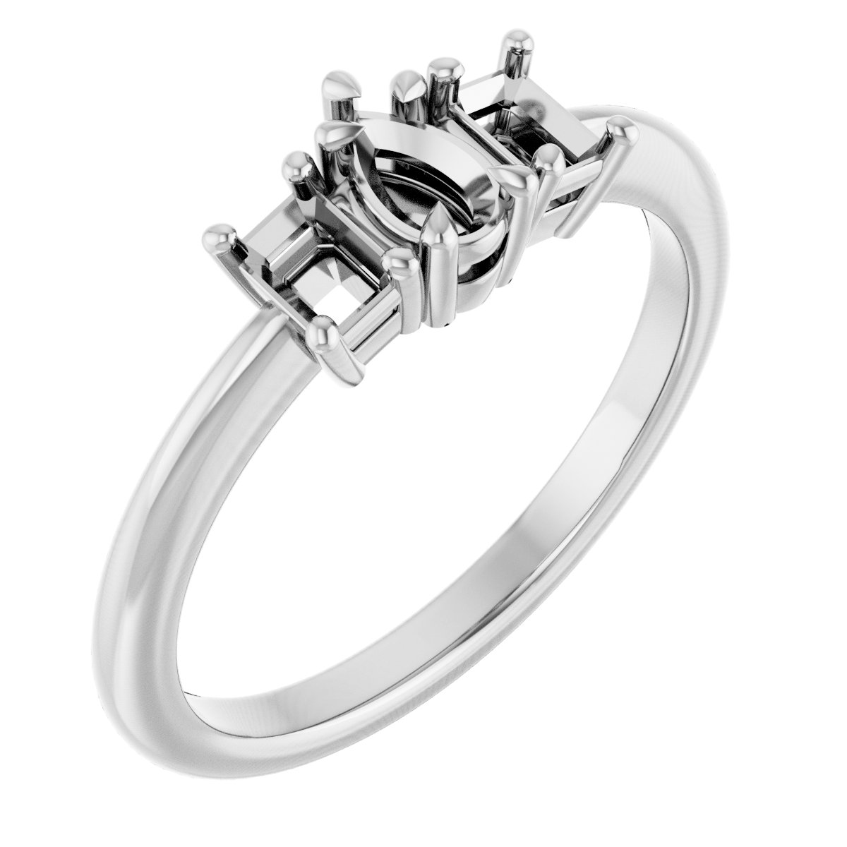 Claw-Prong Three-Stone Engagement Ring