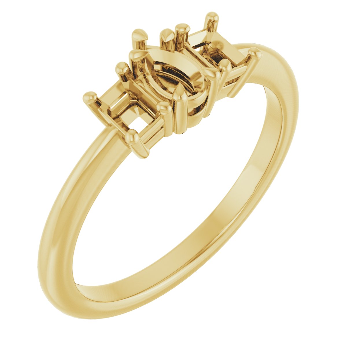 Claw-Prong Three-Stone Engagement Ring