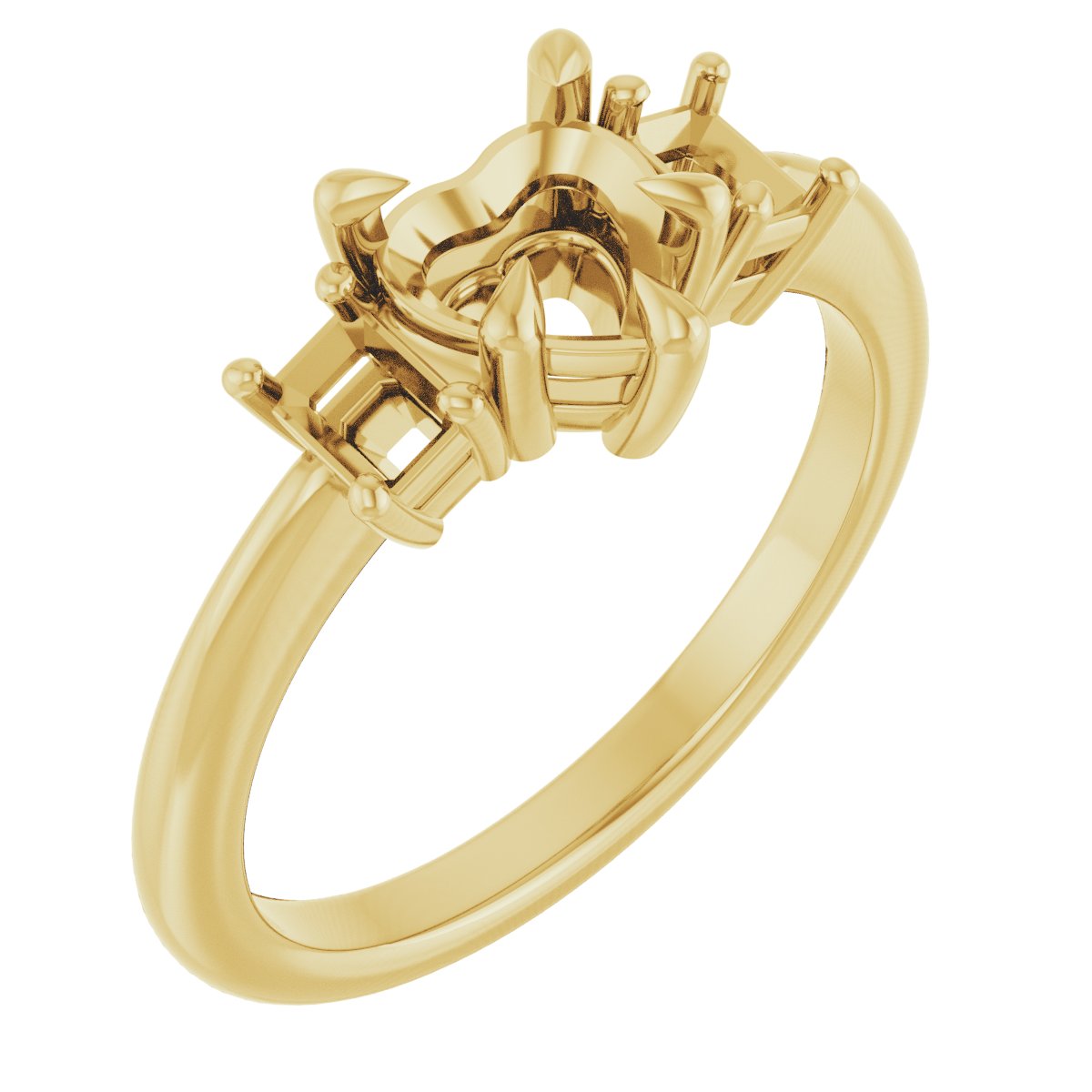 Claw-Prong Three-Stone Engagement Ring