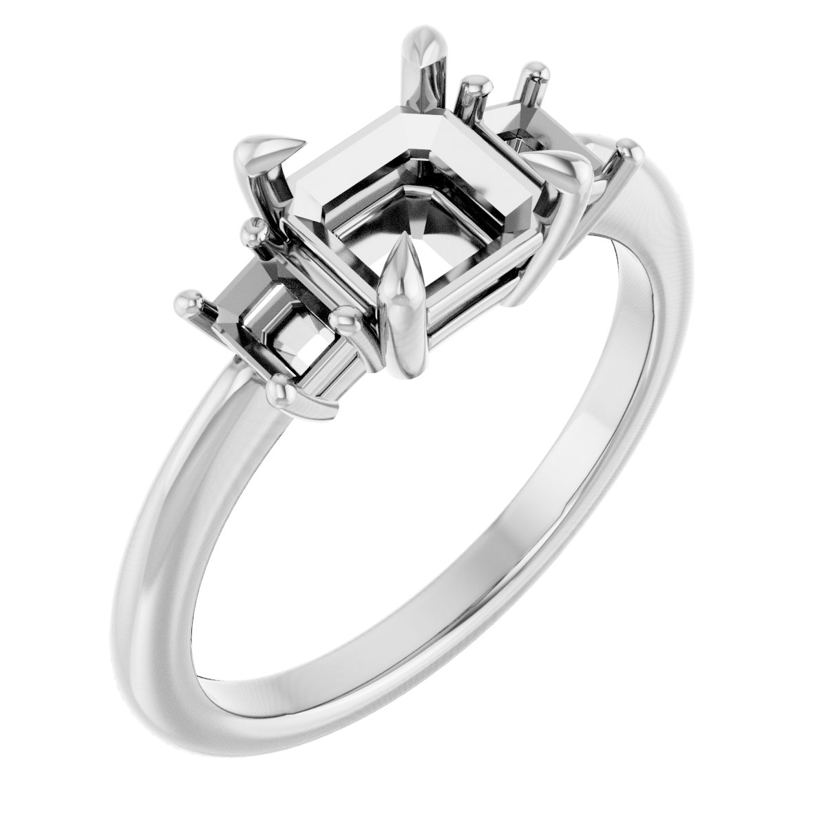 Claw-Prong Three-Stone Engagement Ring