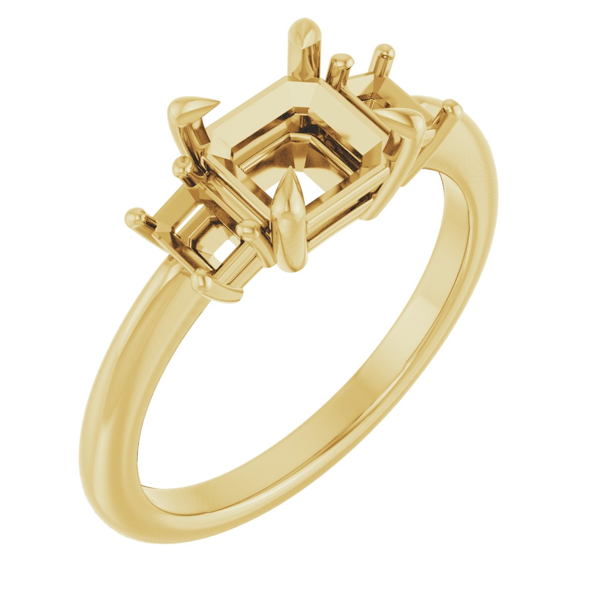 Claw-Prong Three-Stone Engagement Ring