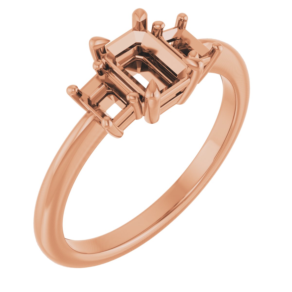 Claw-Prong Three-Stone Engagement Ring