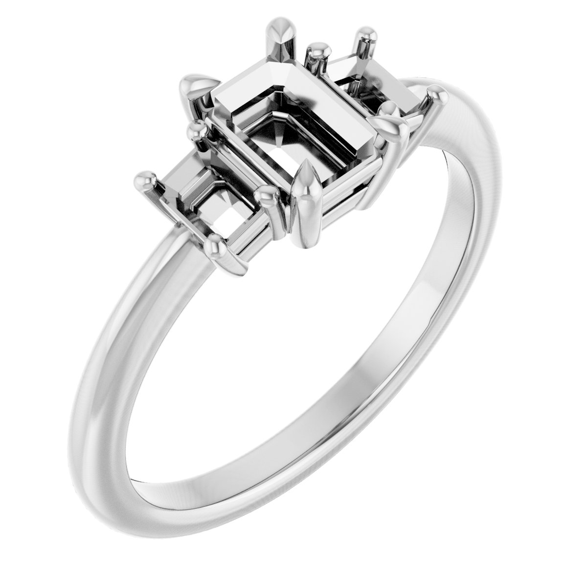 Claw-Prong Three-Stone Engagement Ring