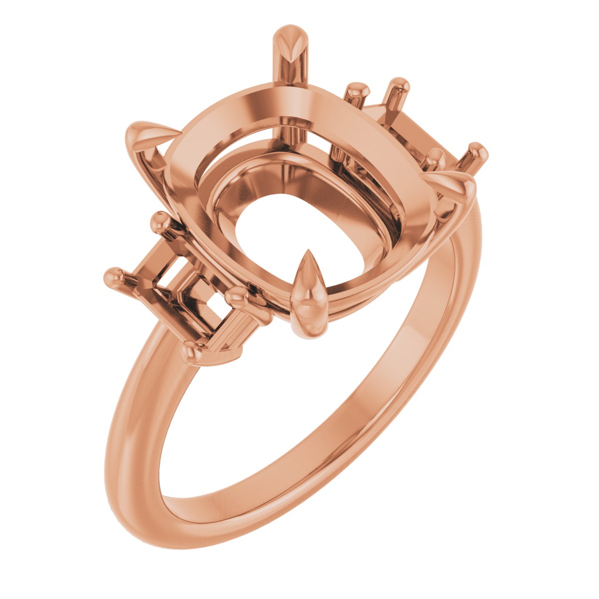Claw-Prong Three-Stone Engagement Ring