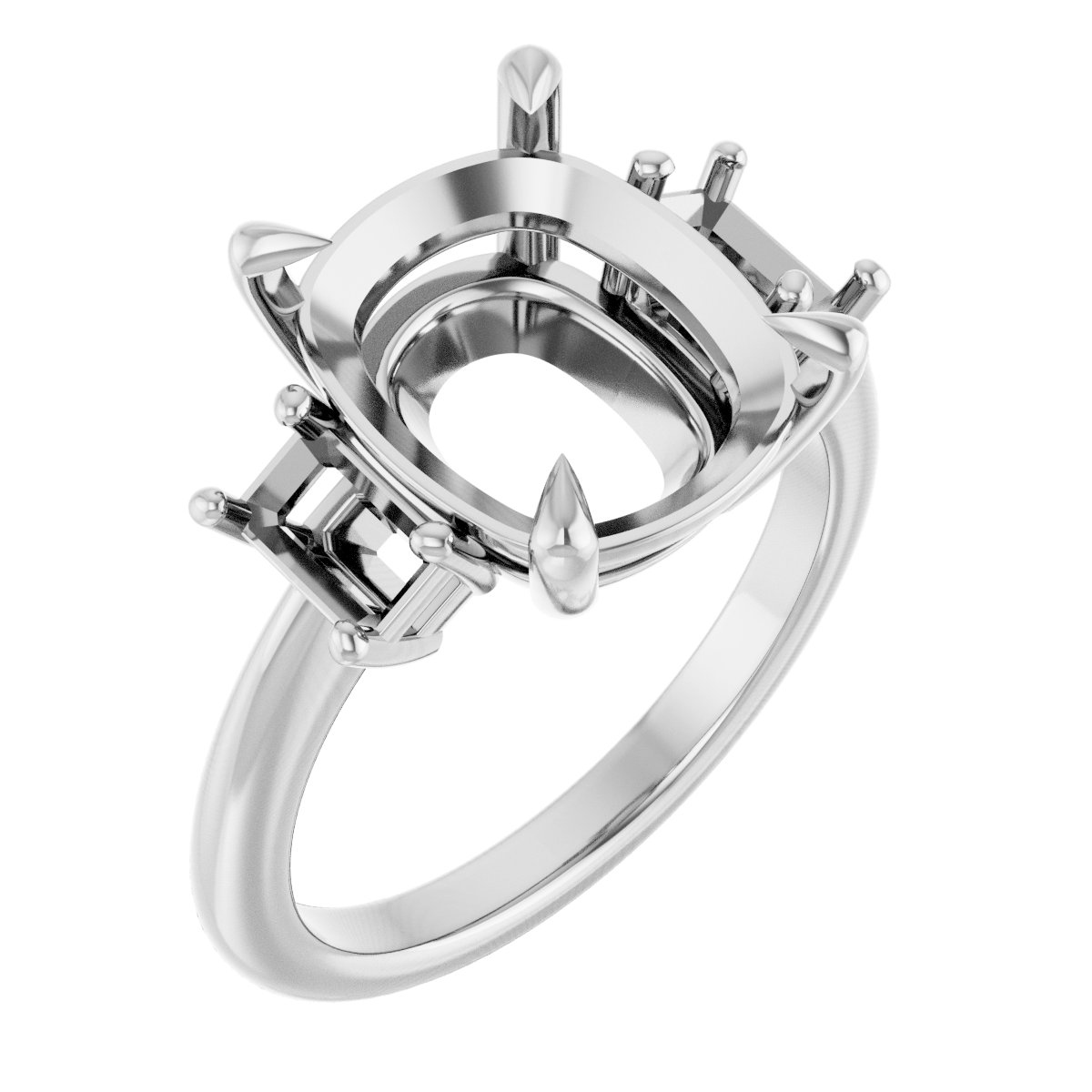 Claw-Prong Three-Stone Engagement Ring