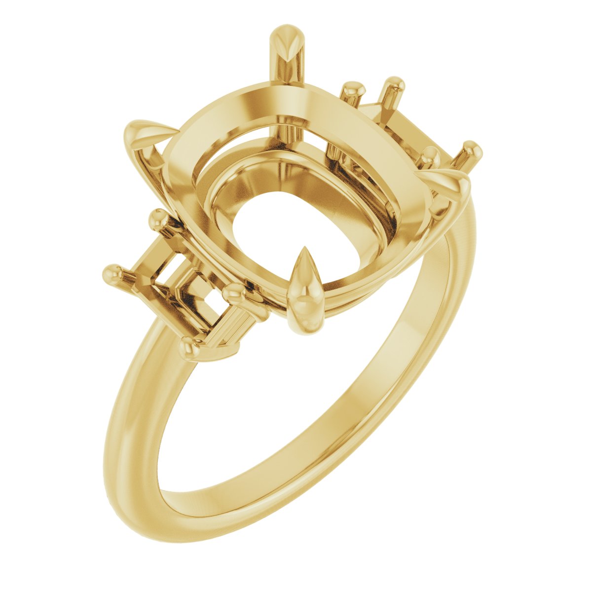 Claw-Prong Three-Stone Engagement Ring