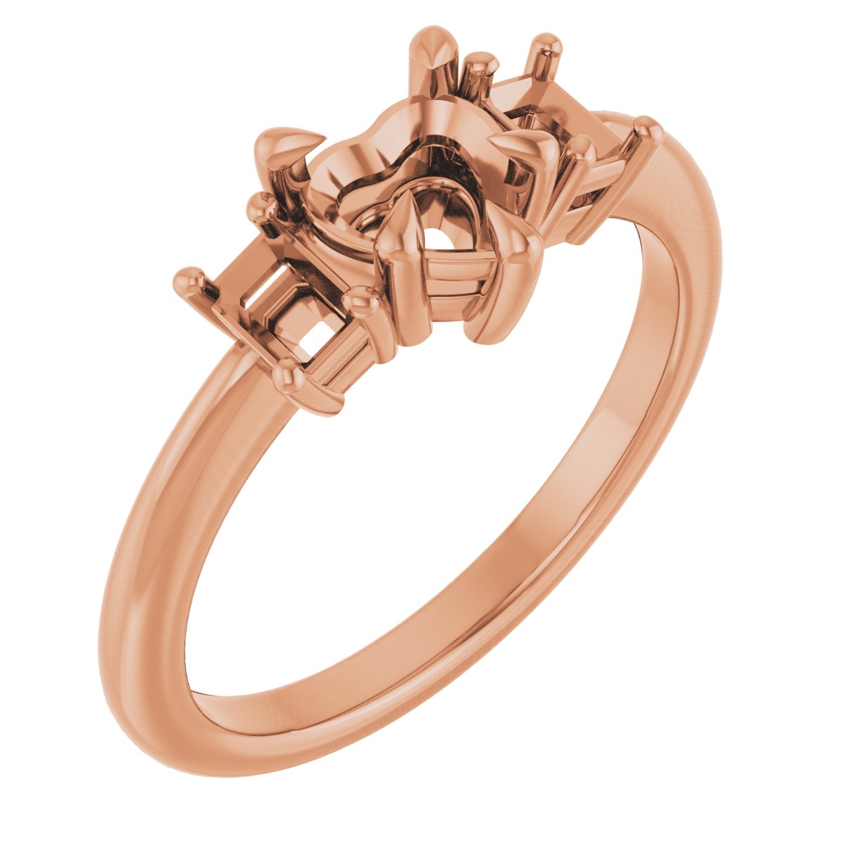 Claw-Prong Three-Stone Engagement Ring