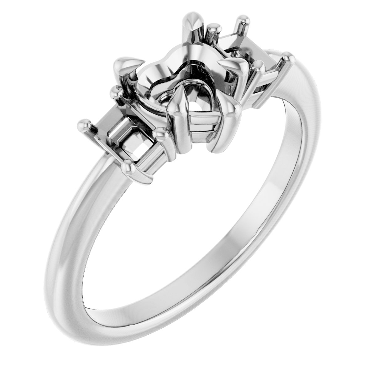Claw-Prong Three-Stone Engagement Ring