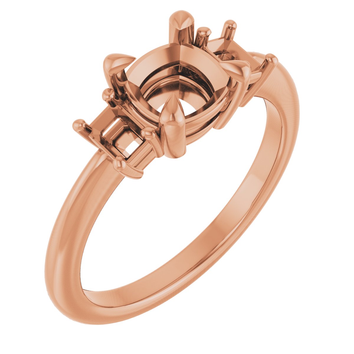 Claw-Prong Three-Stone Engagement Ring