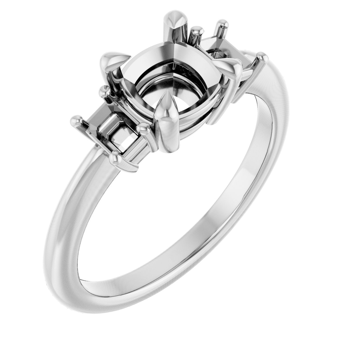 Claw-Prong Three-Stone Engagement Ring