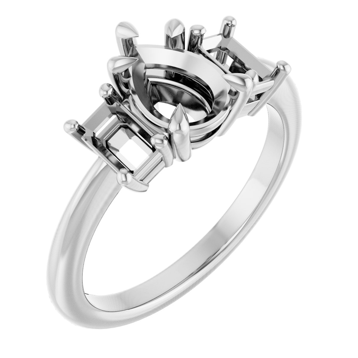 Claw-Prong Three-Stone Engagement Ring