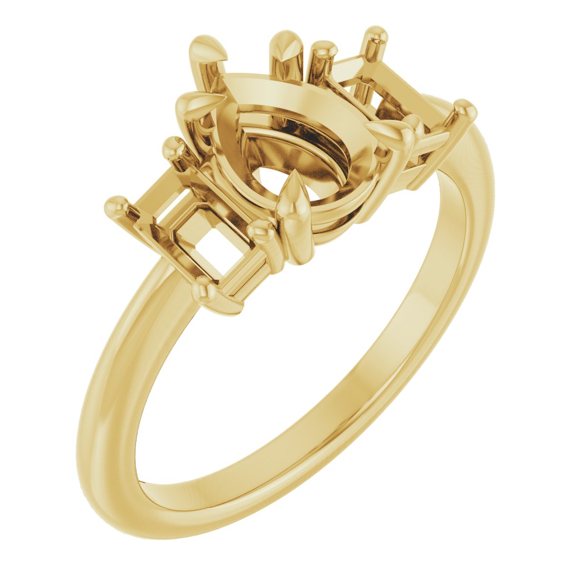 Claw-Prong Three-Stone Engagement Ring