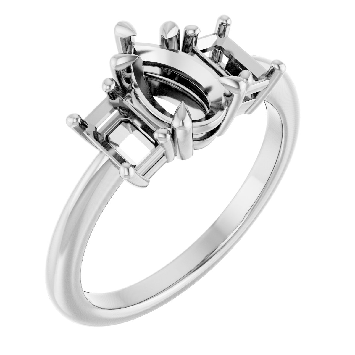 Claw-Prong Three-Stone Engagement Ring