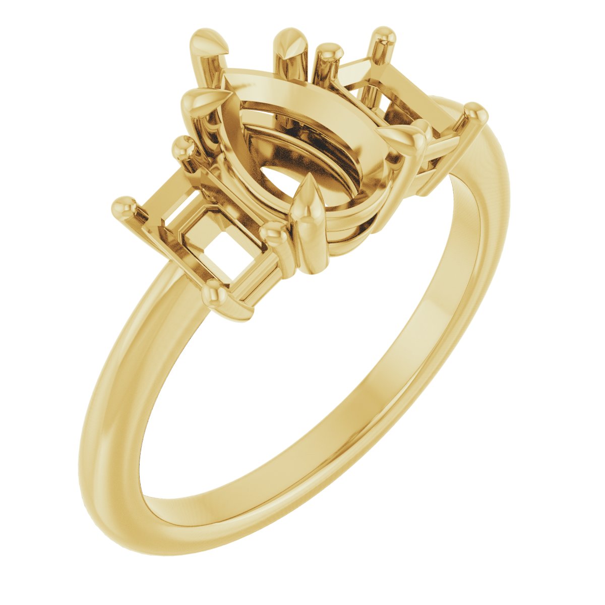 Claw-Prong Three-Stone Engagement Ring
