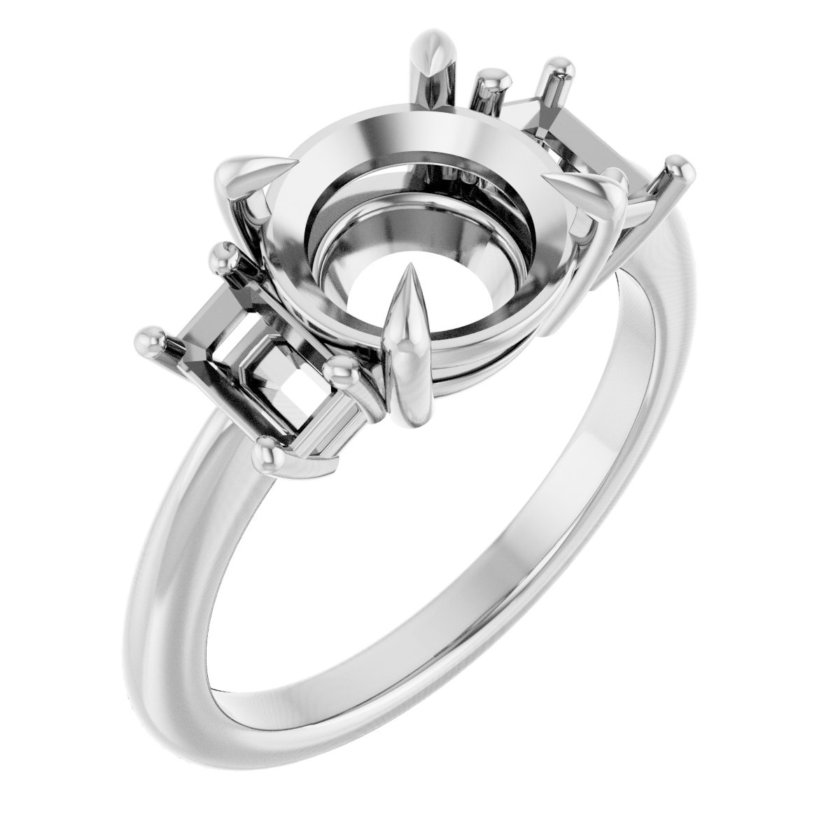 Claw-Prong Three-Stone Engagement Ring