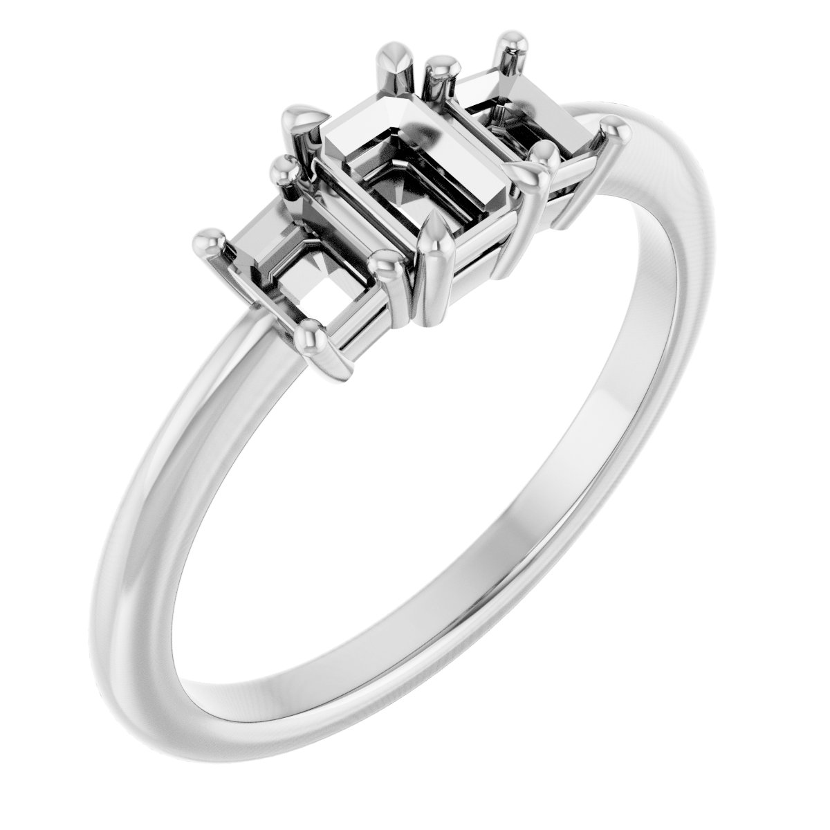 Claw-Prong Three-Stone Engagement Ring