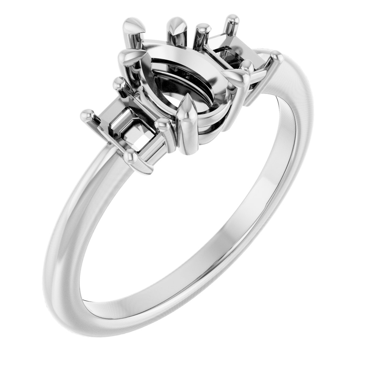 Claw-Prong Three-Stone Engagement Ring