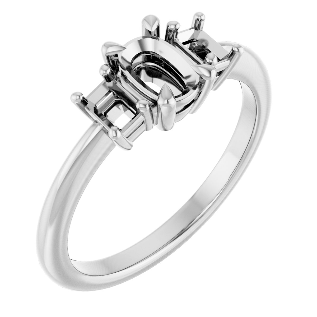 Claw-Prong Three-Stone Engagement Ring