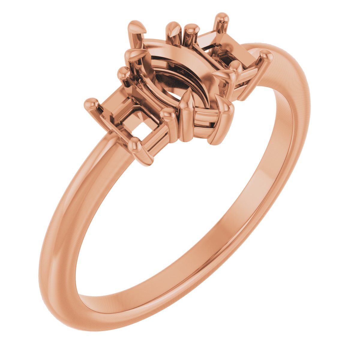 Claw-Prong Three-Stone Engagement Ring
