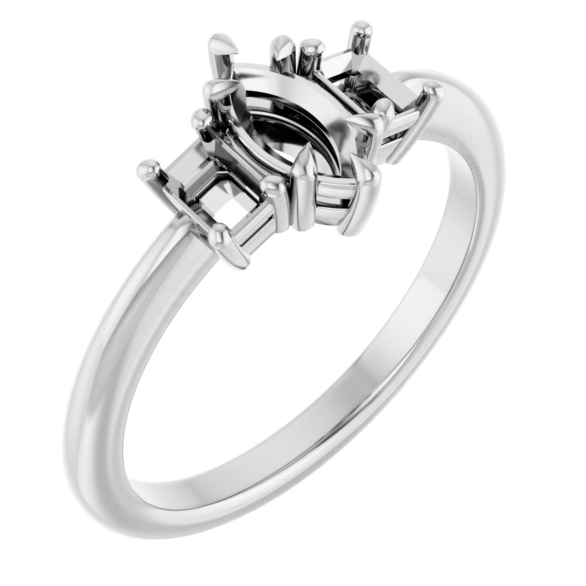 Claw-Prong Three-Stone Engagement Ring
