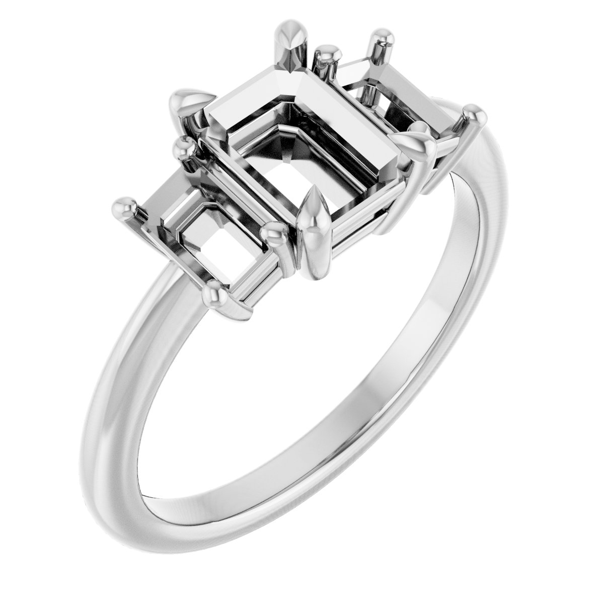 Claw-Prong Three-Stone Engagement Ring