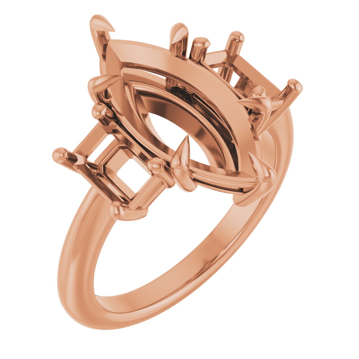 Claw-Prong Three-Stone Engagement Ring