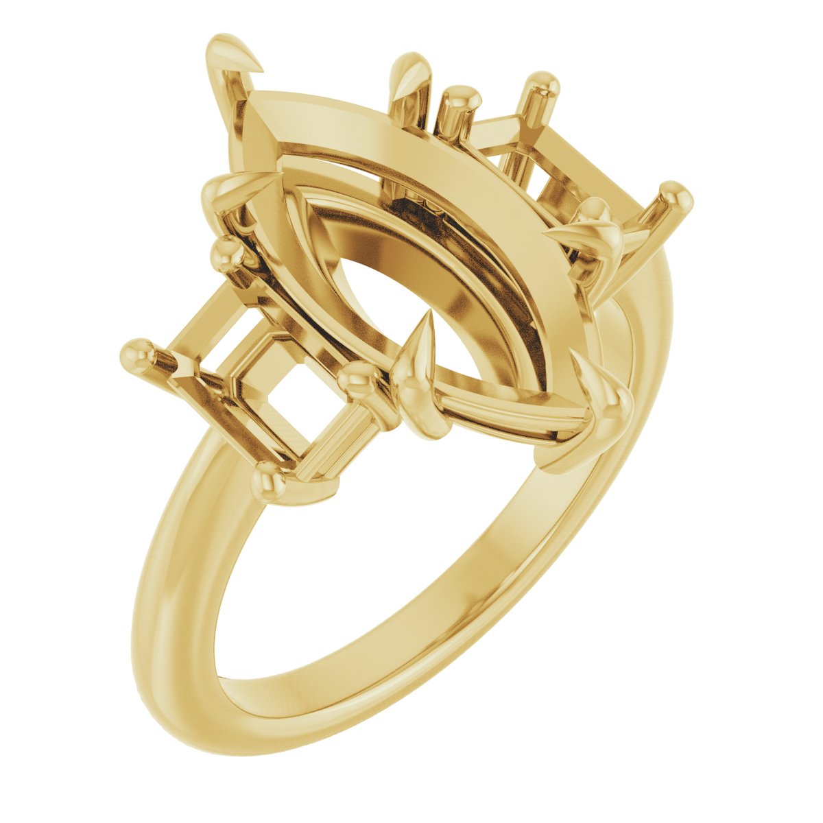 Claw-Prong Three-Stone Engagement Ring