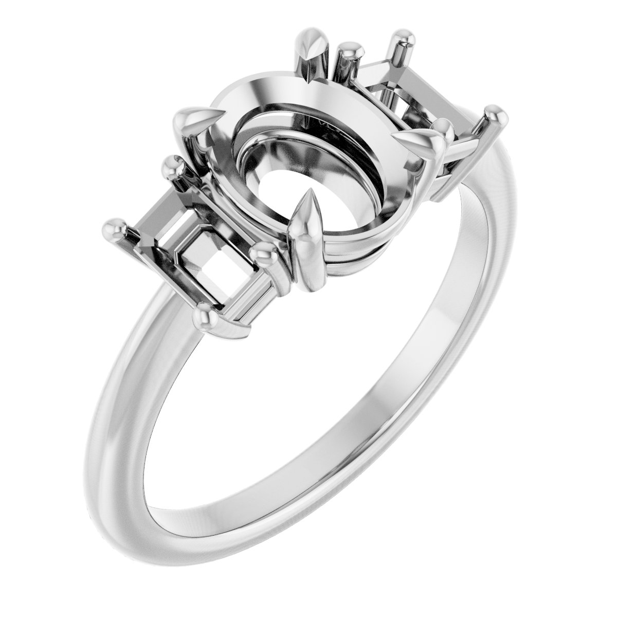 Claw-Prong Three-Stone Engagement Ring