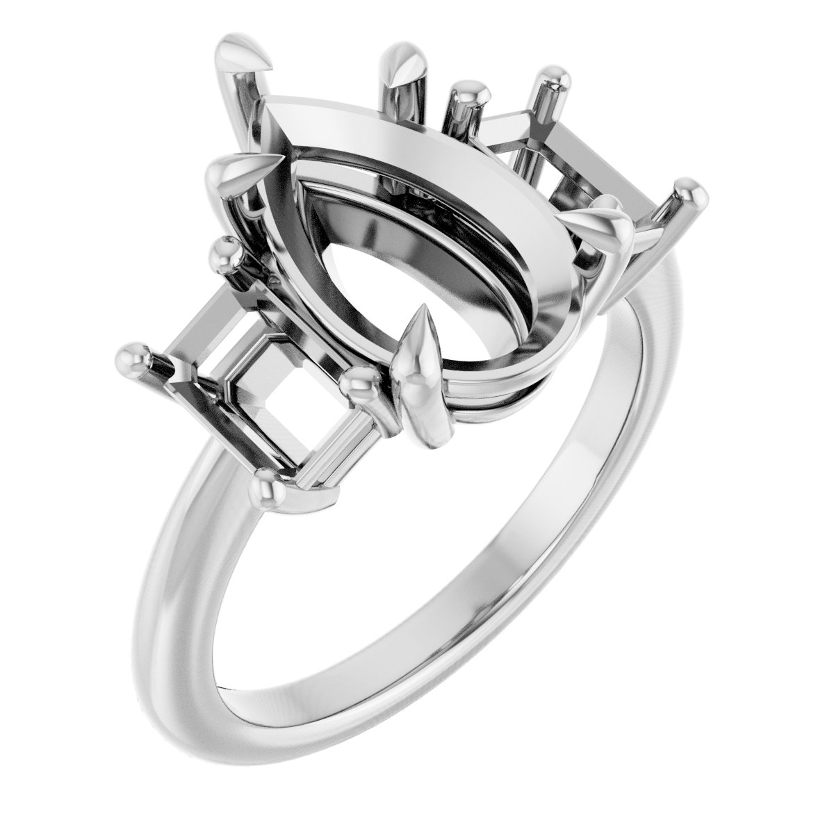 Claw-Prong Three-Stone Engagement Ring