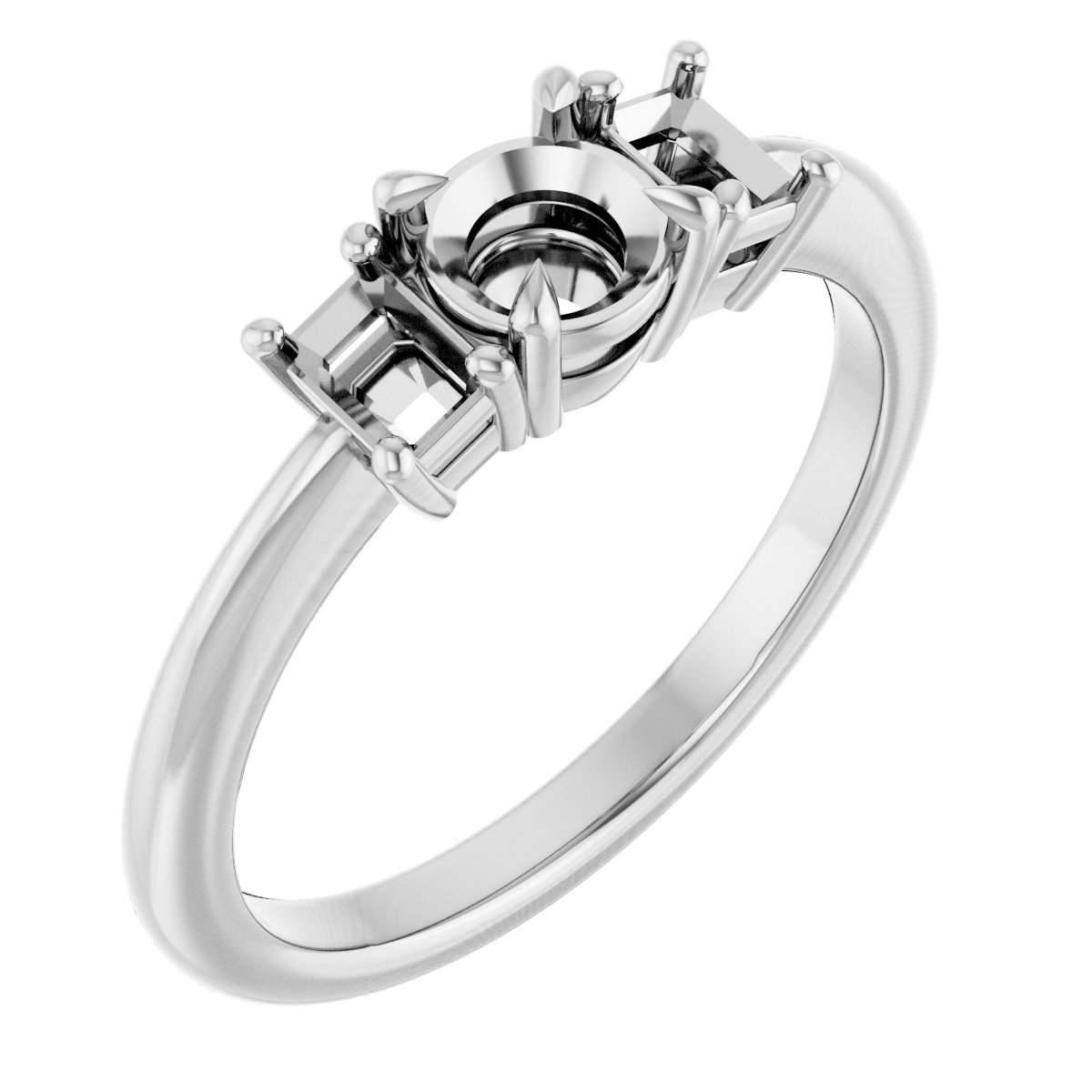Claw-Prong Three-Stone Engagement Ring
