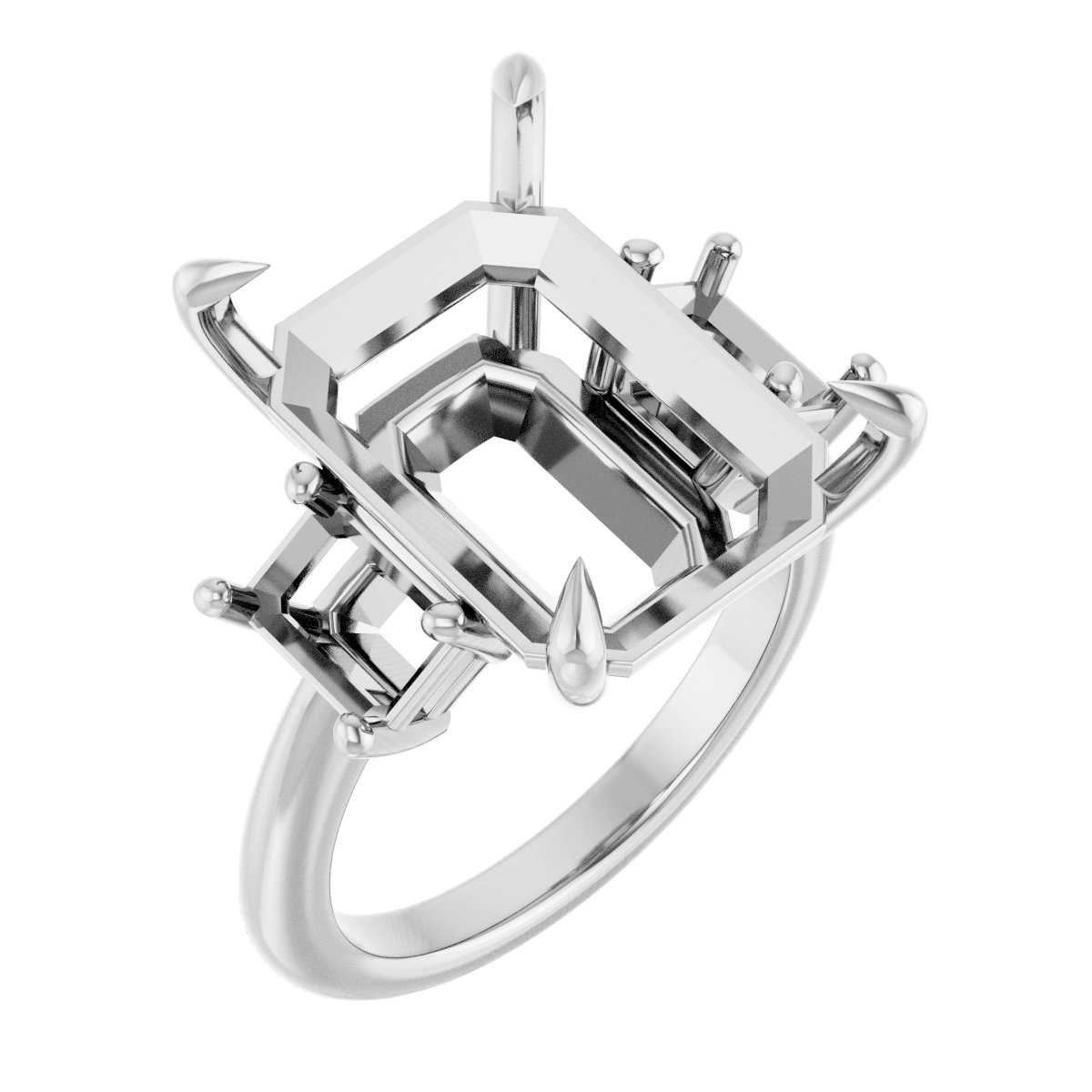 Claw-Prong Three-Stone Engagement Ring