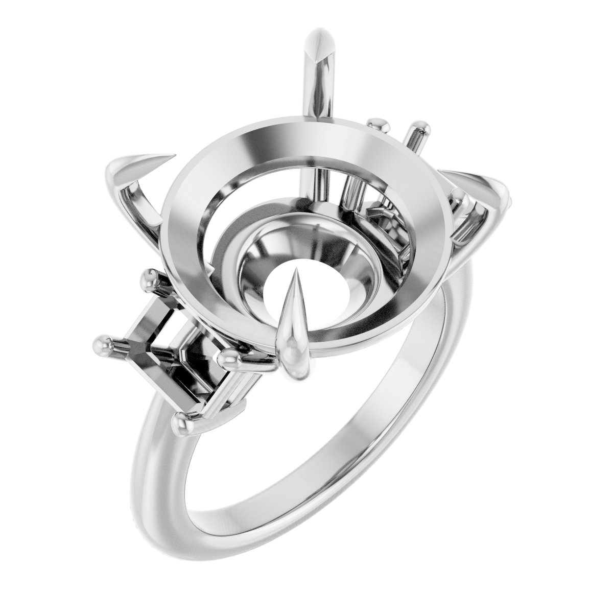 Claw-Prong Three-Stone Engagement Ring