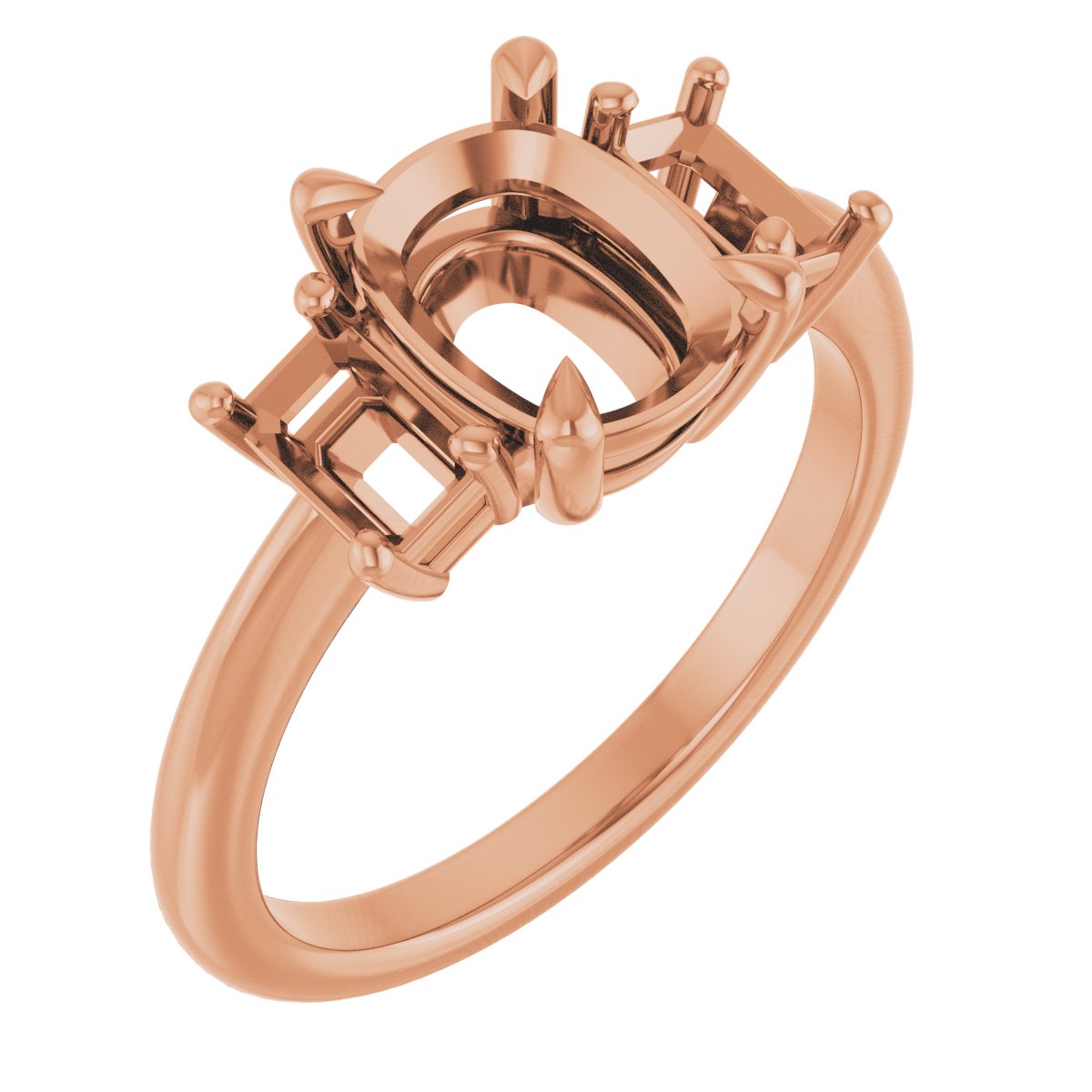 Claw-Prong Three-Stone Engagement Ring