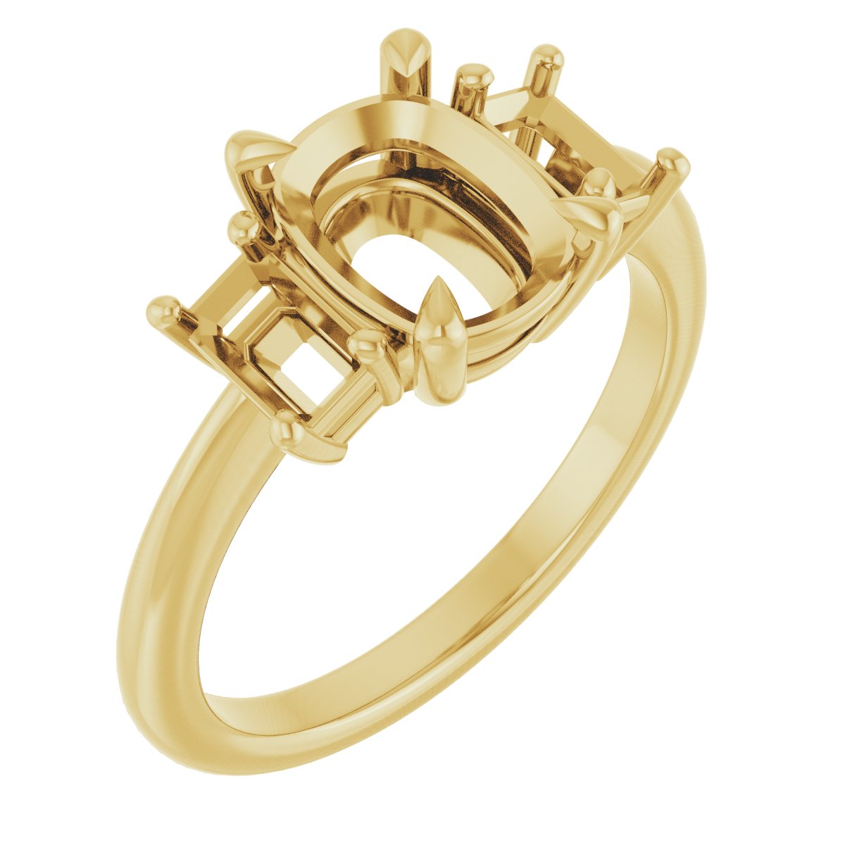 Claw-Prong Three-Stone Engagement Ring