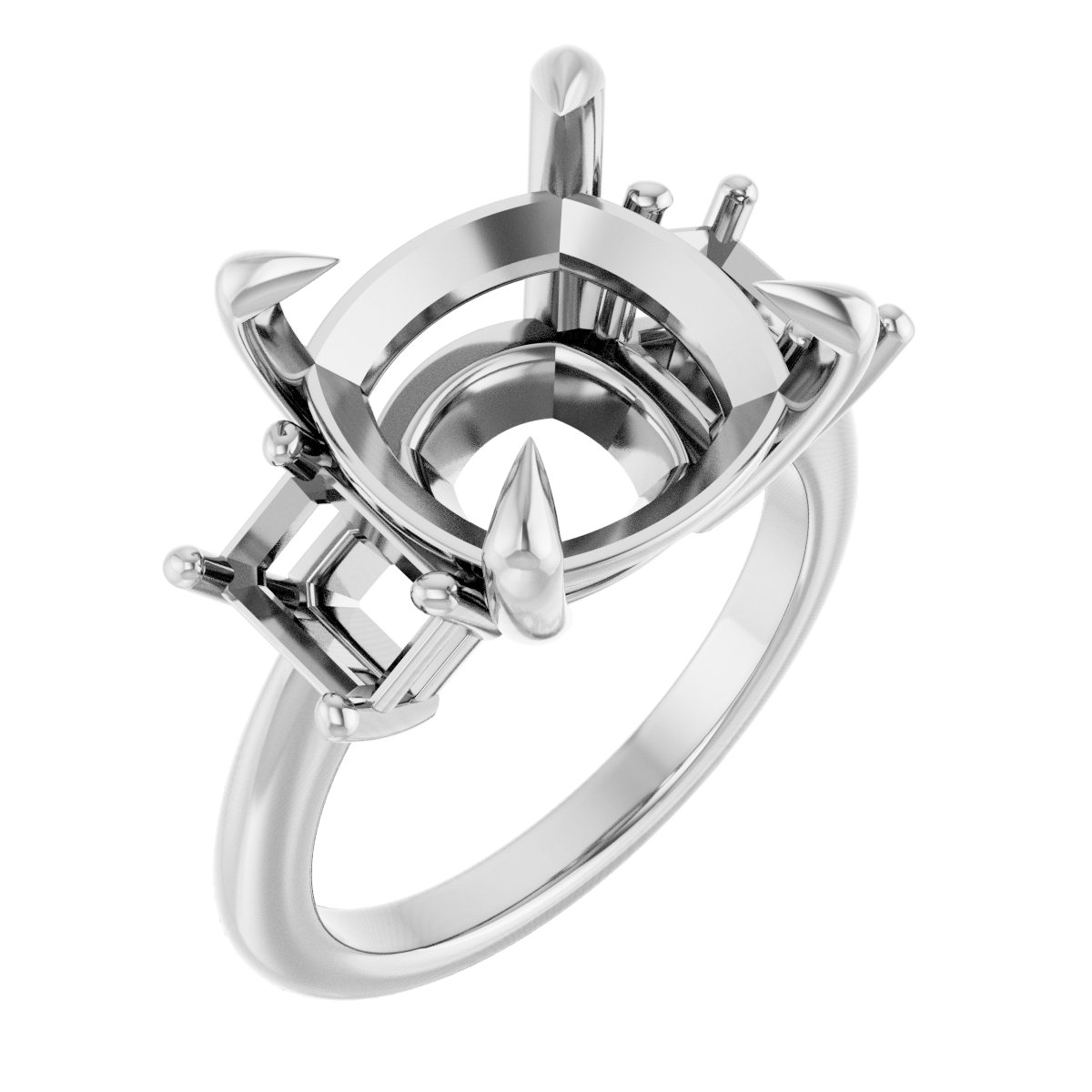 Claw-Prong Three-Stone Engagement Ring