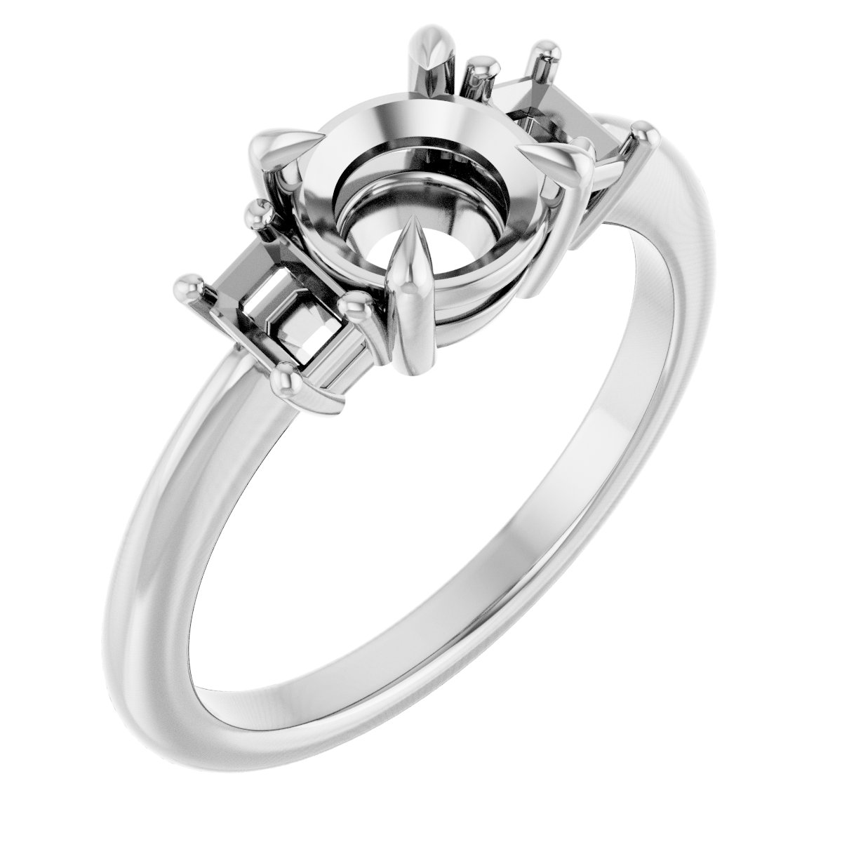 Claw-Prong Three-Stone Engagement Ring