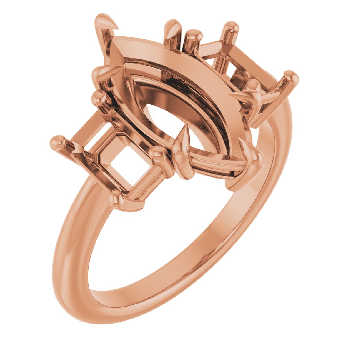 Claw-Prong Three-Stone Engagement Ring