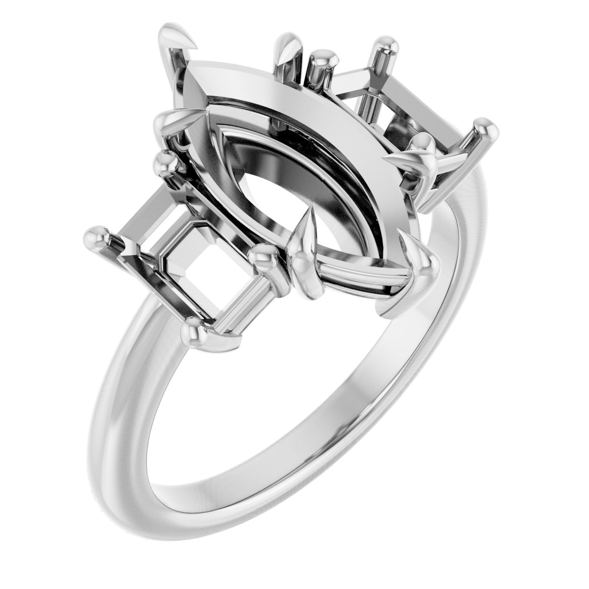 Claw-Prong Three-Stone Engagement Ring