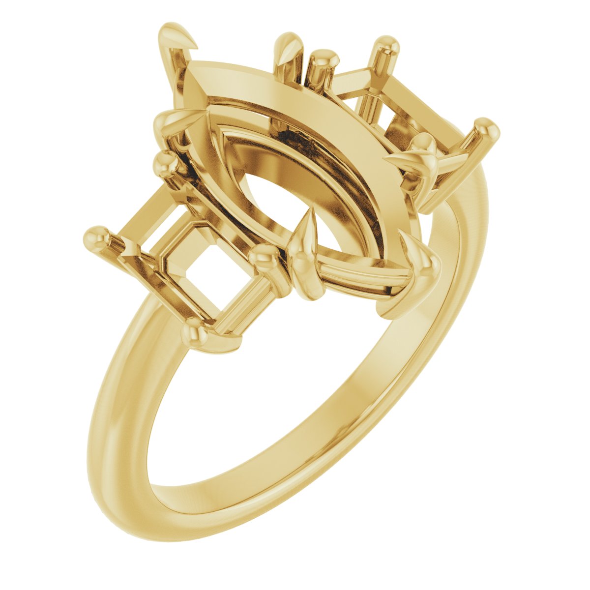 Claw-Prong Three-Stone Engagement Ring
