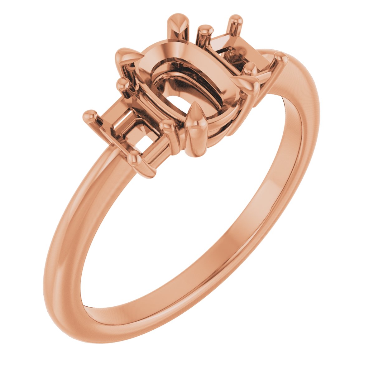 Claw-Prong Three-Stone Engagement Ring