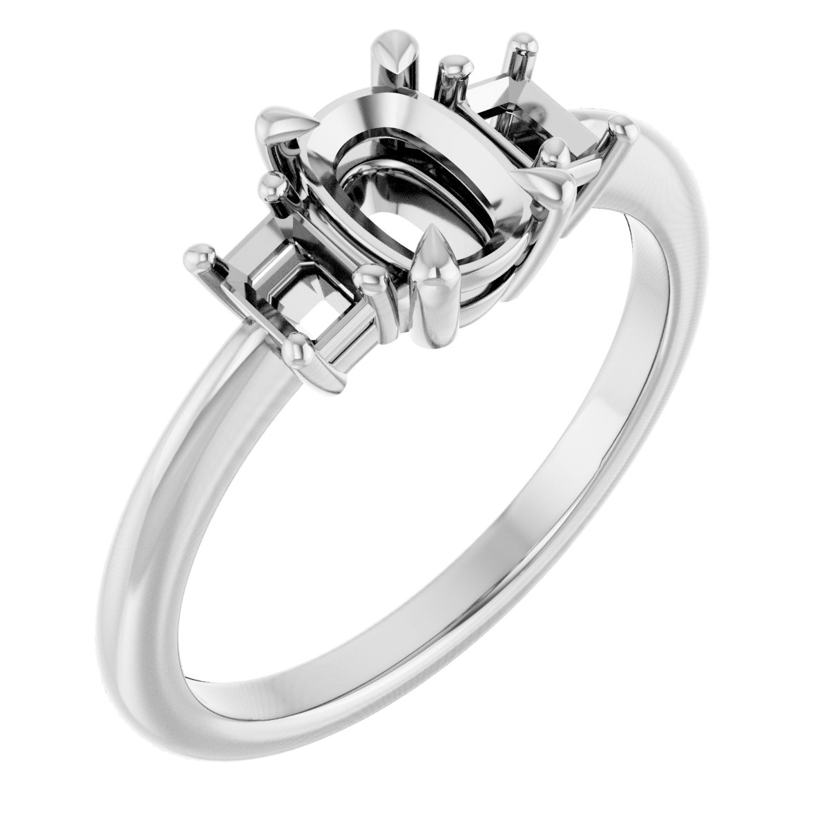 Claw-Prong Three-Stone Engagement Ring